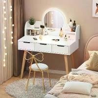 ราคา โต๊ะเครื่องแป้งพร้อมกระจกแบบมีไฟ โต๊ะเครื่องแป้ง โต๊ะแต่งหน้า โต๊ะเครื่องแป้งไม้ สไตล์มินิมอล แข็งแรง มีของพร้อมส่ง โต๊ะ เครื่องแป้ง โต๊ะเครื่องแป้ง-สีขาว คลาสสิก เครื่อง (1731520198782518917)