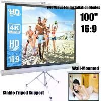 ราคา จอโปรเจคเตอร์ 100 นิ้ว 16:9 พร้อม ขาตั้ง 3 ขา จอแขวนมือดึง จอ โปรเจคเตอร์ จอรับภาพโปรเจคเตอร์ พกพา ภาพสด คมชัด จอรับภาพ แบบตั้งพื้น Tripod Projector Screen 100 Inches 4K (1729767188419938471)