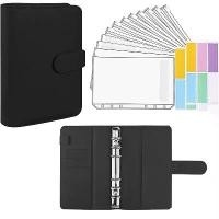 ราคา แฟ้ม A6 พร้อมระบบซองจดหมายใส 12 ซอง แผ่นจดบันทึกสำหรับการวางแผนงบประมาณ แฟ้มใส่เงินสำหรับงบประมาณ ซองเงินสด สีดำ (1730758159333296761)