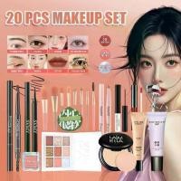 ราคา ชุดแต่งหน้า 20 ชิ้น สีม่วง รวมคอนซีลเลอร์ ไพรเมอร์ครีม รองพื้น อายแชโดว์ แป้งเซ็ตติ้ง อายแชโดว์ พาเลท อายไลเนอร์ มาสคาร่า พัฟแป้งขนาดใหญ่ ขนตา ที่ดัดขนตา แปรง 8 ชุด บลัชออน ดินสอ (1731572595808699613)