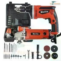 ราคา (แพ็คคู่)MOLITA เครื่องเจียร์ หินเจียร์ ลูกหมู 4 นิ้ว1050W + สว่านไฟฟ้า 5 หุน 1350W แถมฟรี!! ดอกสว่าน ดอกเจียร ใบตัด และ แก้ว diy ไขควงไฟฟ้า ไร้ แปรง ถ่าน dewalt tools ็ อก (1731112823540714408)