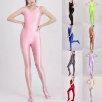 ราคา จั๊มสูทเรียบสำหรับผู้หญิง, บอดี้สูทเต็มตัว, มันวาวและยืดได้, กางเกงรัดรูปเต็มหน่วย, ชุดชั้นใน (1731787151068398891)