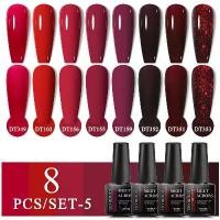 ราคา ยาทาเล็บเจล ชุดสีแดง เจอตั้ง 7ml 8 ชิ้น/เซ็ต ยาทาเล็บ UV LED ฐานวานิช ท็อปแมท ยาทาเล็บเจล DIY (1731647493490378266)