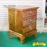 ราคา SLK ตู้เก็บเอกสาร ตู้หัวเตียง ตู้ข้างเตียง ขนาด 48*43*68 ซม. ตู้เก็บของขาสิงห์ ไม้สัก แบบ 3 ชั้น สีเคลือบเนื้อไม้ (1730391119723400184)