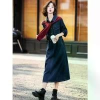 ราคา ชุดเดรสยีนส์ สไตล์เรียบหรู สันทนาการ กระโปรงเสื้อยีนส์ยาวปานกลาง ผู้หญิง Women Clothing Dress (1731646613531101881)