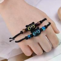 ราคา สร้อยข้อมือแมวน่ารัก สร้อยข้อมือเชือกสีดำปรับได้ สร้อยข้อมือมิตรภาพคู่ที่ไม่ซ้ำกัน อุปกรณ์เครื่องประดับ (1729746518933342488)