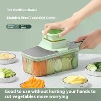 ราคา เครื่องตัดผัก 6-in-1 พร้อมกล่องเก็บอาหาร ใบมีดสแตนเลส 304 แข็งแรง ทนทาน ใช้งานง่าย ไม่บาดมือ เหมาะสำหรับหั่นผัก ผลไม้ มันฝรั่ง แครอท แตงกวา และอื่นๆ อุปกรณ์ครัวอเนกประสงค์ ส่งไว (1731367153571759651)