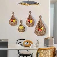 ราคา ตะกร้าเก็บของ, ติดผนัง, ขายร้อนข้ามพรมแดน, ตะกร้าผลไม้แขวนผนัง, ถุงผัก, เชือกปอกระเจา, ทอมือ, กระเป๋าเก็บของแบบแขวน หวาย เทียม ติด ผนัง ตะกร้าสานกระจูด ตะกร้า ใส่ กระเทียม ต (1732019635145640014)