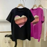 ราคา เสื้อยืดแขนสั้นผ้าฝ้ายแท้ 100% พิมพ์ลายหัวใจสีสันสดใสสำหรับผู้หญิงฤดูร้อนใหม่สไตล์เกาหลีหลวมและสบายเสื้ออเนกประสงค์ เสื้อ คอปาด เสื้อ ยืด รัด รูปทรง ซ้อ เสื้อ cps เสื้อ cp (1731762907370457037)