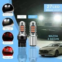 ราคา หลอดไฟเบรครถยนต์ 27LED, 1 ชิ้น, แฟลชและไม่แฟลช, T20/7443, 1157/P21-5W, เหมาะสำหรับ MAZDA 3 ซีดาน, แฟลช 3 ครั้ง + คงที่ (1731760845687130855)