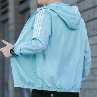 ราคา เสื้อแจ็กเก็ต Unisex ผ้าร่ม สีฟ้า/ขาว มีฮู้ด กันฝน/กันลม/กันแดด JK707 (1731822114242332493)