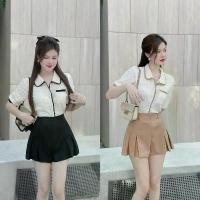 ราคา ชุดสูทผู้หญิง เซ็ต 2 ชิ้น เสื้อเชิ้ตแขนสั้น คอปก กางเกงขาสั้นลุคเด็กของคุณชุดสตรี เรียบง่าย สง่างาม ดูแพง Clothing Women Lady กระโปรง คน อ้วน ไซส์ ใหญ่ ระวัง แตก สาวอวบ (1730954342243862825)