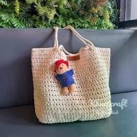 ราคา กระเป๋าถักเชือกฟอก ลาย double crochet ไขว้ Handmade ขาย ร้อน (1731461273705678707)