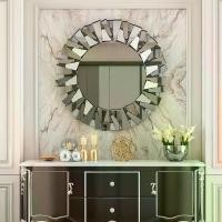 ราคา ARTLOGE กระจกเงาติดผนังบานใหญ่ กระจกเงาติดผนัง Hallway Art Wall Mirror Decorative: Round Silver Hung Mirrors 80 cm Elegant Artistic Look 5mm Premium Glass 3D Stereoscopic Irregul (1731632902061131449)