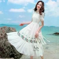 ราคา CLASSY DRESS CD Dress#2512 ชุดเดรสคอกลมแขนสั้นปักผ้าสปันปักลายดอกไม้ สวมใส่สบาย ขนาดฟรีไซส์ รอบอก 44 นิ้ว แขนยาว 9 นิ้ว กระโปรงยาว 45 นิ้ว สีขาว น้ำตาล ฟ้า เขียวมะกอก (1731606576231974715)