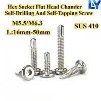 ราคา สกรูเกลียวปล่อยและตะปูเกลียว, SUS410, Hexagon Socket หัวแบน, Chamfer, เจาะและต๊าบด้วยตนเอง, M5.5 / M6.3, สกรูหัวแบน Hex Socket, ความยาว: 16mm-50mm, [LY-ZGLS] (1731610887609288167)
