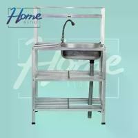 ราคา HOMENINE ซิงค์ ซิ้งค์ล้างจาน อ่างล้างมือ อ่างล้างจานอลูมิเนียม 3ชั้น กลาง มีแผงบน เจาะรู มีก๊อก. (1729455624810629965)