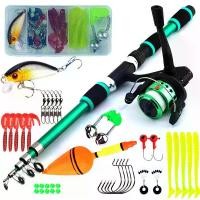 ราคา ชุดเบ็ดตกปลาลอกเบสครบชุด คันเบ็ดพกพา 1.8 เมตร สายเอ็น หน้าไม้ หาปลา เหมาะสำหรับเด็กและผู้เริ่มต้น ราง ไม้ ยิง ปลา lightning rod king rod (1732304639410538624)