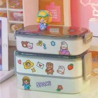 ราคา กล่องอาหารกลางวันสองชั้น ดีไซน์น่ารัก สไตล์ญี่ปุ่น กล่องเบนโตะ ไมโครเวฟปลอดภัย พร้อมช้อนส้อม เหมาะสำหรับพนักงานออฟฟิศและนักเรียน แบบพกพา กล่องอาหารกลางวัน ปิ่นโต 3 ชั้น lunchbo (1731326163276956747)