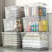 ราคา ถังเก็บเสื้อผ้าพลาสติก ความจุ 50 ลิตร พร้อมล้อพลาสติก ความจุ 100 ลิตร และ 75 ลิตร ขายส่ง โปร่งใส กล่องเก็บเสื้อผ้า พร้อมฝาพลาสติกตกแต่งขนาดใหญ่ หนา เหมาะสำหรับเก็บเสื้อผ้าของคุณแม่บ้าน กล่อง พลาสติก (