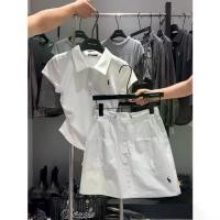 ราคา ชุดสูทสไตล์เกาหลี ฤดูร้อน สไตล์ใหม่ เสื้อยืดคอปกโปโลผู้หญิง กระโปรงสั้น เครื่องมือ สูทสองชิ้น (1730390509167807341)