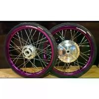 ราคา ชุดล้อม่วงขอบ #17 1.40x2 ดุมกระจกพร้อมยางนอกลายไฟ+ยางใน ใส่ MIO, FINO, NOUVO เก่า ** รุ่นจานดิส 4 รู ** (1731893622424373636)