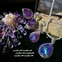 ราคา Hi Mia's Shop | สร้อยคออัญมณีหยดน้ำสีม่วง, Paparazha Iris Tectorum, ชุบทอง 18K เก่า, เข็มกลัดมุกดอกลาเวนเดอร์ (1731480345600887447)