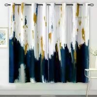 ราคา ผ้าม่าน 2 แผง สีน้ำเงินขาวน้ำตาลเทา กรูมมิ่งนามธรรม พิมพ์ลายภาพสีน้ำมัน เหมาะสำหรับห้องนอน ห้องนั่งเล่น ห้องครัว การศึกษา ห้องรับประทานอาหาร ห้องเล่น และสถานรับเลี้ยงเด็ก (1731710627086436607)