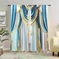 ราคา ผ้าม่านสีฟ้า 3 มิติ ดีไซน์พิมพ์ลาย ชุด 2 ชิ้น ของตกแต่งบ้าน สำหรับห้องนอน หน้าต่าง สำนักงาน ห้องครัว ห้องนั่งเล่น และห้องทำงาน การรักษาหน้าต่าง (1731922614187493547)