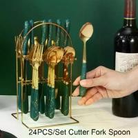 ราคา เครื่องครัว ชุดอาหาร สแตนเลส ลายหินอ่อน 24 ชิ้น ขัดเงาแบบกระจก สไตล์นอร์ดิก ชุดช้อนส้อมครอบครัว พร้อมชั้นวาง ชุดอาหารเย็น ของหวาน เหมาะสำหรับน้ำชายามบ่าย (1731841348396287491)