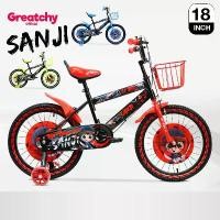 ราคา Greatchy จักรยานเด็ก จักรยาน รุ่น Sanji 18 นิ้ว แผ่นตกแต่งล้อ ตะกร้า กระดิ่ง บังโซ่ บังโคลนหน้าหลัง (1730708002444643099)