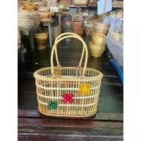 ราคา ตะกร้า กระเป๋า ทรงรี แต่งหวาย ลายผีเสื้อ (1730210654921591386)