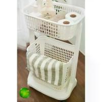 ราคา Itimtoys ตะกร้า ตะกร้าผ้า ตะกร้าผ้ามีล้อลาก 2 ชั้น สีขาว COD (1731664022040381523)