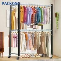 ราคา PACKONE ราวตากผ้า ราวสนามเหล็ก ตากผ้า มีล้อ 1.5m 2ชั้น8แท่ง สแตนเลส ในร่มกลางแจ้ง สแตนเลสสตีล ที่ตากผ้า (1731578923528390906)