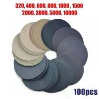 ราคา แผ่นขัด 100 ชิ้น 5 นิ้ว 125 มม. กันน้ำ 320-10000 กรวด สำหรับเจียรขัดไม้โลหะและเฟอร์นิเจอร์ กระดาษทราย Flocking (1731702009755698287)