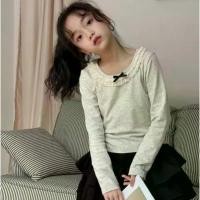 ราคา COCO ROOM เสื้อแขนยาวเด็กผู้หญิง เสื้อยืด คอแต่งลูกไม้ ไข่มุก(1462) (1731774271029676378)