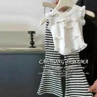 ราคา COCO ROOM ชุดเซ็ทเด็กผู้หญิง เสื้อแขนกุด แต่งโบว์ +กางเกงขาม้า ลายขวาง แฟชั่นเด็ก (1470) (1731860617384659290)
