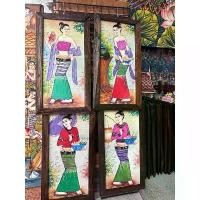 ราคา COD ภาพวาด 25x48 cmวินเทจ กรอบรูป ไม้สัก ภาพเพ้นท์ สไตล์ล้านนา แขวนผนัง (1731896514668692600)