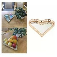ราคา กระจกถาดทอง รูปหัวใจ สามารถใส่น้ำหอม เครื่องประดับ แต่งหน้า และอื่นๆ ถาดตกแต่งสำหรับโต๊ะเครื่องแป้ง ตู้เสื้อผ้า ห้องน้ำ และห้องนอน (1731245291930551642)