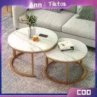 ราคา สินค้าพร้อมส่งจากไทย โต๊ะกลางโซฟา โต๊ะรับแขก ลายหินอ่อน ท๊อปไม้อัดMDF โครงขาโต๊ะพ่นสีกันสนิม ทำความสะอาดง่าย ได้ทััง2ชิ้น ใน1ชุด (1730451930548570468)