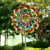 ราคา กังหันลมดอกไม้สีสันสดใส, Lomaai, พร้อมเสา, กันฝน, เหมาะสำหรับลานกลางแจ้ง, สวน, สนามหญ้า, กังหันลมโลหะโรตารี่, ตกแต่งสไปค์พื้น (1731349710729545659)