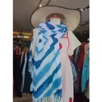 ราคา ผ้าพันคอ/คลุมไหล่ ย้อมคราม ผืนใหญ่ พริ้วเบาสบาย (1731861753566233971)