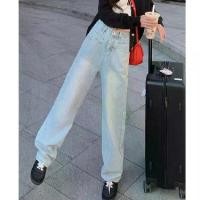 ราคา กางเกงยีนส์ขากระบอก ยีนส์ผู้หญิง jeansวินเทจอวสูง ยีนส์ขายาว สีฟอก-สีซีด (1731987272361479154)