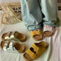 ราคา รองเท้าแตะแพลตฟอร์มชายหาด Birkenstock กระดุมสองแถว หนังแท้ รองเท้าผู้หญิง สไตล์สลิปออน เหมาะสำหรับฤดูร้อน แจ๊กเก็ตสำหรับผู้หญิง มาใหม่ (1730320259956443616)