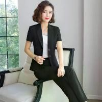 ราคา เสื้อสูท สีดำ สำหรับผู้หญิง บาง แขนสั้น เรียบหรู ฤดูร้อน มาใหม่ ชุดสูทธุรกิจ สูทผู้หญิง เหมาะสำหรับทำงานชุดสครับผู้ช่วยพยาบาล (1732195300813998374)
