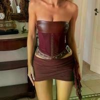 ราคา ชุดรัดเอว สไตล์วังวินเทจ เสื้อเกาะอก กระเป๋าคาดเอวหนัง คัตเอาท์ กระโปรงก้น ยั่วยวน สำหรับผู้หญิง (1731681993306375308)