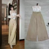 ราคา เซต 2 ชิ้น เสื้อเกาะอก ฉลุลูกไม้สีขาวตัดกับชับในสีครีม อกเสริมฟองน้ำ (ซิปหลัง) ใส่แมทซ์กับกางเกรงขายาวสีครีม แต่งสายคาดเอวมาพร้อมอะไหล่สีเงิน แต่งจับจีบหน้า กระเป๋าข้างใช้งานได้จ (1731539270726157753)
