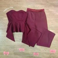 ราคา เสื้อเกาะอก ระบายชาย ซิปหลัง มีซับใน + กางเกงขากระบอก มีซับใน ซิปหลัง (1730857070800046966)