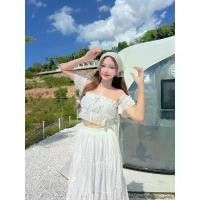 ราคา เสื้อครอปแขนสั้น ครอปชีฟอง เสื้อเกาะอก เกาะอกครอป ขายร้อน (1731697251053963088)