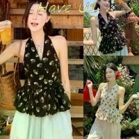 ราคา Have U1เสื้อผ้าแฟชั่นสวยๆใหม่ล่าสุด เสื้อคล้องคอ เว้าหลัง ลายสับปะรด สีขาวดำ 8K186-2 (1731714647168812468)